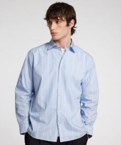Selected Homme Relaxed Ben Stripe Shirt Light Blue