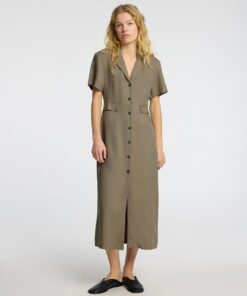 Selected Femme Natuk Buttoned Ankle Dress Vetiver