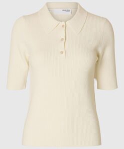 Selected Femme Helen Knit Collar Shirt Birch