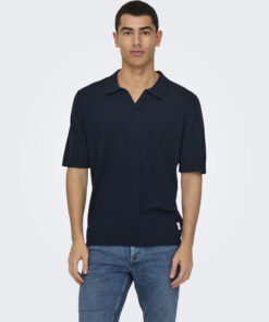 Onsgeorge Reg Linen Polo Shirt Dark Sapphire