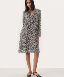 Part Two Piyanna Dress Black Mini Grid Flower