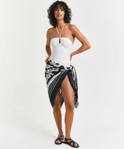 Gant Woman G Pattern Cotton Silk Sarong Black