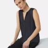 Comma, Pleated Blouse Top Navy