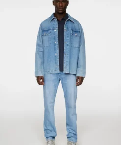 J.Lindeberg Hunt Washed Denim Overshirt Light Blue