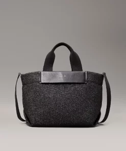 Calvin Klein Small Raffia Tote Bag Black