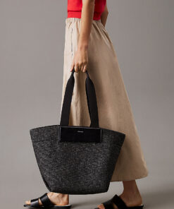 Calvin Klein Raffia Tote Bag Black