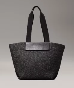 Calvin Klein Raffia Tote Bag Black