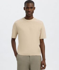Selected Homme Berg Knit Tee Oatmeal