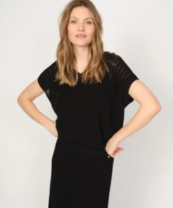 Mos Mosh MMShani Plain V-neck Knit Black