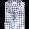 Stenströms Fitted Navy Checked Oxford Shirt