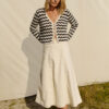 Part Two RosefinePW Cardigan  Whitecap/Black Pointelle