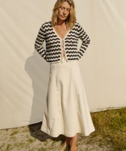 Part Two RosefinePW Cardigan  Whitecap/Black Pointelle