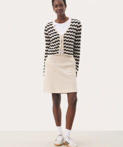 Part Two RosefinePW Cardigan Whitecap/Black Pointelle