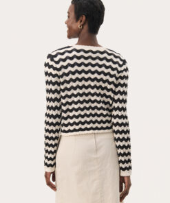 Part Two RosefinePW Cardigan Whitecap/Black Pointelle