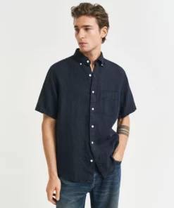 Gant Linen Shirt Evening Blue