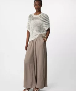 Comma, Wide Satin Trousers Brown