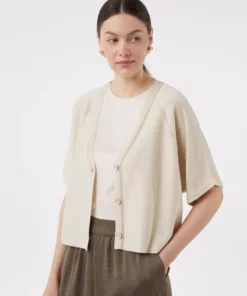 Comma, Short Sleeve Cardigan Beige