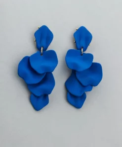 Bow19 Details Leaf Earrings Strong Blue