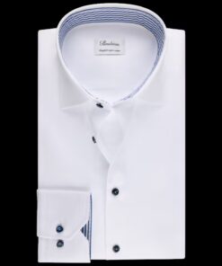 Stenströms Slimline White Contrast Twill Shirt