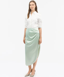 Tiger of Sweden Valenie Drapey Satin Skirt Light Green