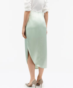 Tiger of Sweden Valenie Drapey Satin Skirt Light Green