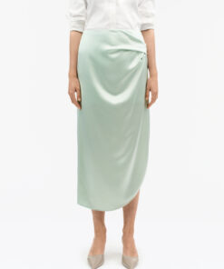 Tiger of Sweden Valenie Drapey Satin Skirt Light Green