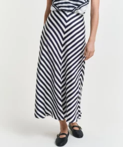 Gant Woman Chevron Striped Skirt Evening Blue