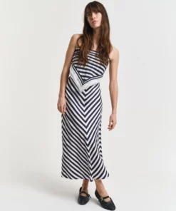 Gant Woman Chevron Striped Skirt Evening Blue