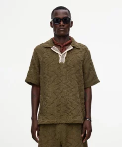 OAS Verve Palmer Crochet Shirt Pine