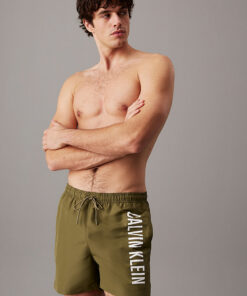Calvin Klein Medium Drawstring Swim Shorts - Intense Power Burnt Olive