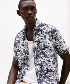 Tommy Hilfiger Tropical Print Pure Linen Shirt Desert Sky Allover