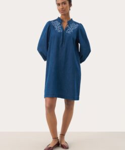 Part Two TashaPW Dress  Medium Blue Denim Embroidery
