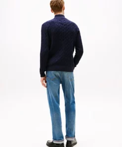 Tommy Hilfiger Cable Knit Half-Zip Jumper Navy Blue