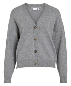 Viril V-Neck Cardigan Medium Grey Melange
