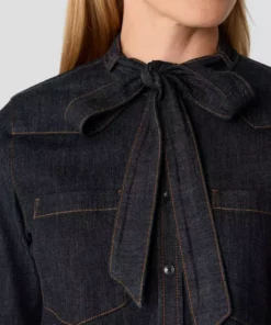 Comma, Denim Tie Blouse Blue