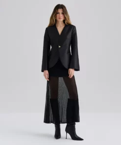 Malina Nori Heavy Satin Blazer Black