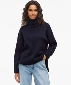 Viostria Rollneck Knit Navy Blazer