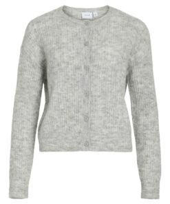 Vipretty Pointelle Cardigan Light Grey Melange