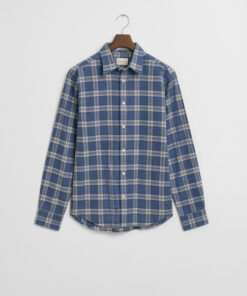 Gant Reg Flannel Check Shirt Denim Blue Melange