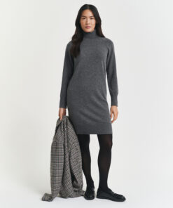Gant Woman Lambswool Knit Dress Charcoal Melange