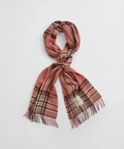 Gant Woman Tartan Check Wool Scarf Faded Brick