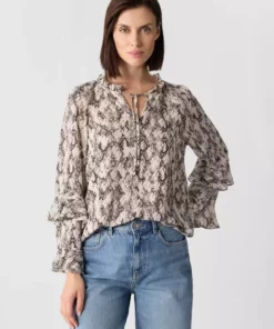 Comma, Frill Blouse Beige