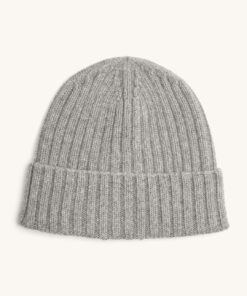 Oscar Jacobson Knitted Cashmere Beanie Light Grey