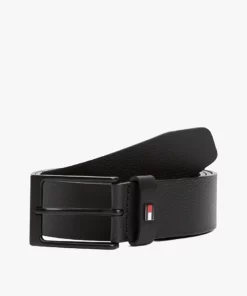 Tommy Hilfiger Square Matte Buckle Leather Belt Black