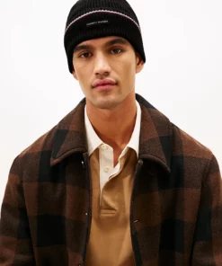 Tommy Hilfiger Signature Tape Wool Blend Beanie Black