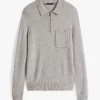 Tommy Hilfiger Pure Lambswool Zip Placket Polo Jumper Light Grey Heather
