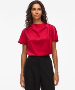 Vielmina Funnel Neck Top Jester Red