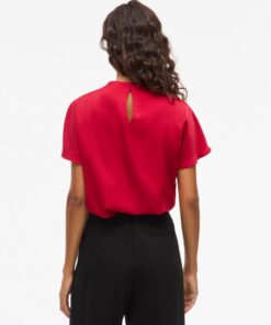 Vielmina Funnel Neck Top Jester Red