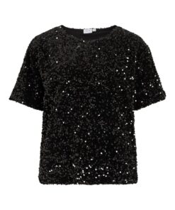 Vifaith Sequin Top Black Beauty