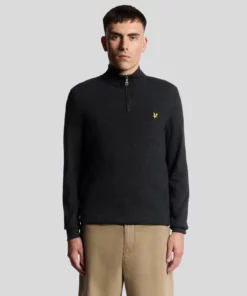Lyle & Scott Lambswool Blend 1/4 Zip Jumper Jet Black Marl